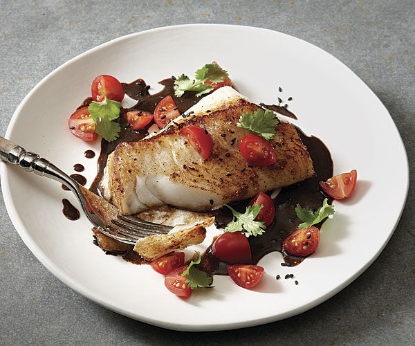 Seared Cod with Black Garlic Sauce